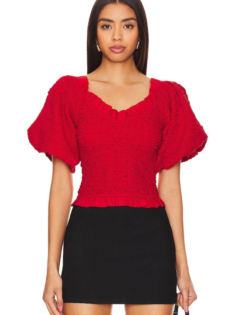 Show Me Your Mumu Rom Com Top in Red Texture Size Small NWOT